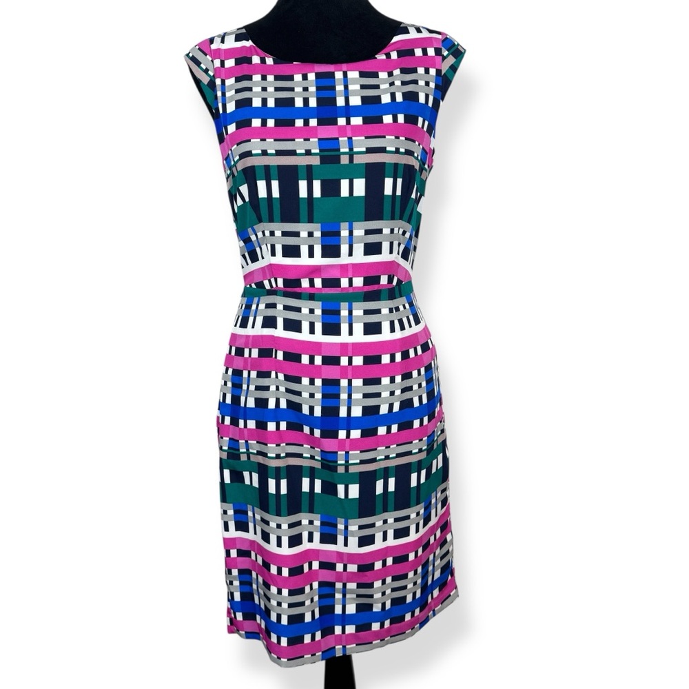 Banana Republic Sheath Dress Womens 4 Multicolor Plaid Sleeveless‎ Lined